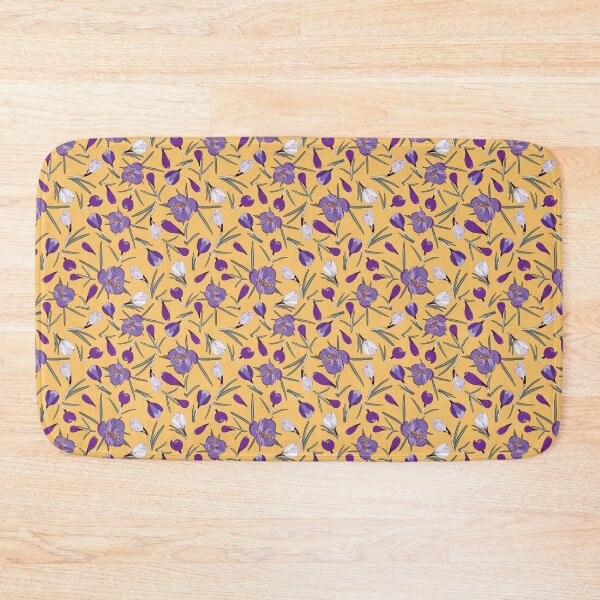 Item preview, Purple and white crocuses on a yellow background designed and sold by Hanna McCown.