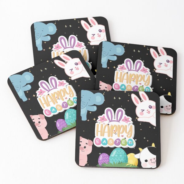 Item preview, Happy Easter-Cute Animals-Black Background  designed and sold by Trendi61.