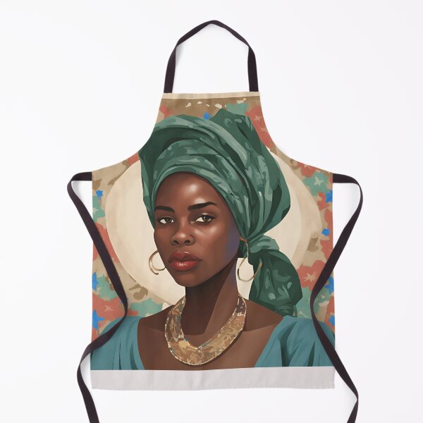 Item preview, Black Woman in Green Head Wrap designed and sold by SilkenDove.