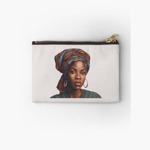 Item preview, Black Woman in Blue Head Wrap designed and sold by SilkenDove.