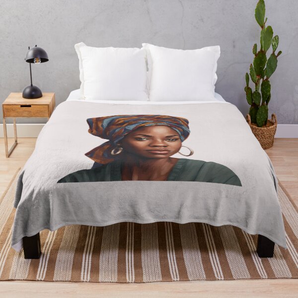Item preview, Black Woman in Blue Head Wrap designed and sold by SilkenDove.