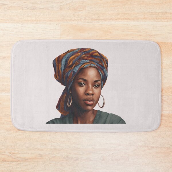 Item preview, Black Woman in Blue Head Wrap designed and sold by SilkenDove.