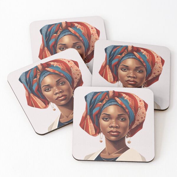 Item preview, Black Woman in Vintage Head Wrap designed and sold by SilkenDove.