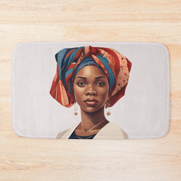 Item preview, Black Woman in Vintage Head Wrap designed and sold by SilkenDove.