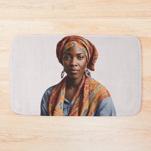 Item preview, Black Woman in Floral Head Wrap designed and sold by SilkenDove.