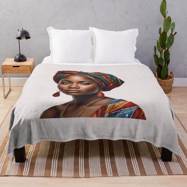 Item preview, Black Woman in Teal Head Wrap designed and sold by SilkenDove.