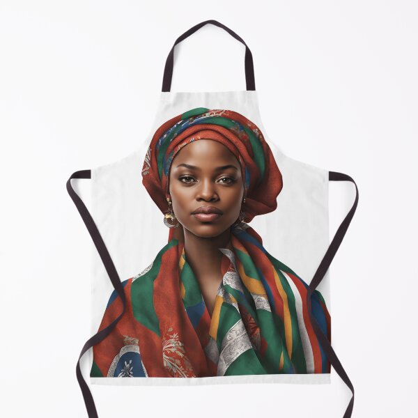 Item preview, Black Woman in Red and Yellow Head Wrap designed and sold by SilkenDove.