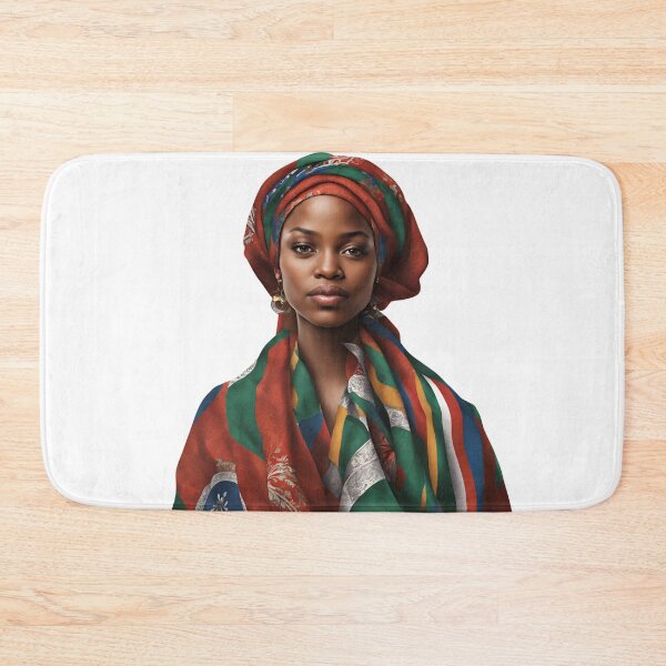 Item preview, Black Woman in Red and Yellow Head Wrap designed and sold by SilkenDove.