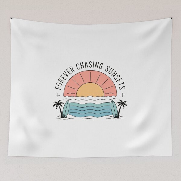Item preview, Forever Chasing Sunsets – Aesthetic Tropical Beach Logo with Pastel Surf Vibes designed and sold by JOY STORE 45.