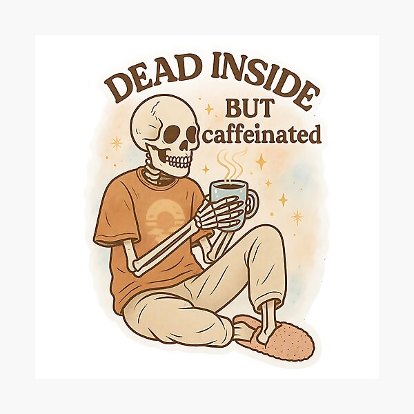 Artikel-Vorschau von Innerlich tot, aber koffeinhaltiges Skelett, designt und verkauft von MellowPeach.