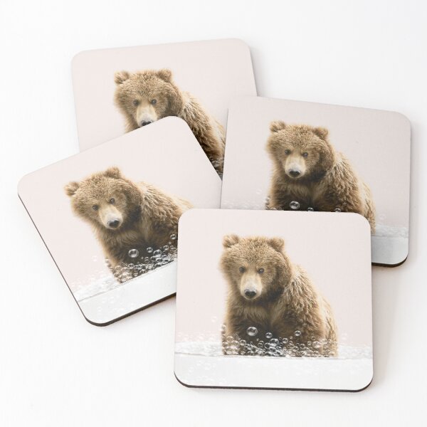 Item preview, Bear Cub in Bathtub Pink Print, Bear Bathing, Animals in Bathtub Art by Synplus designed and sold by synplus.