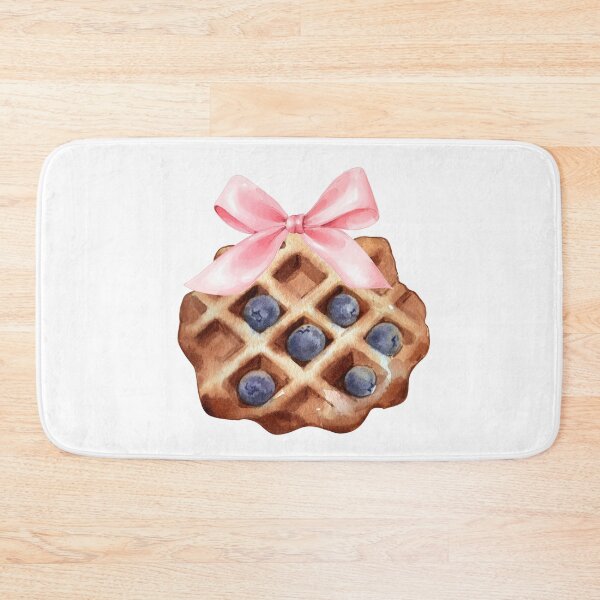 Item preview, Blueberry Waffle with Pink Bow – Coquette Watercolor Breakfast Art designed and sold by DivinePassion.