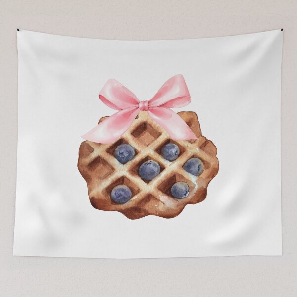 Item preview, Blueberry Waffle with Pink Bow – Coquette Watercolor Breakfast Art designed and sold by DivinePassion.