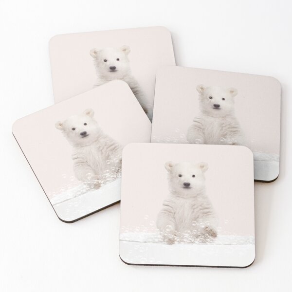 Item preview, Polar Bear Cub in Bathtub Pink Print, Bear Bathing, Animals in Bathtub Art by Synplus designed and sold by synplus.