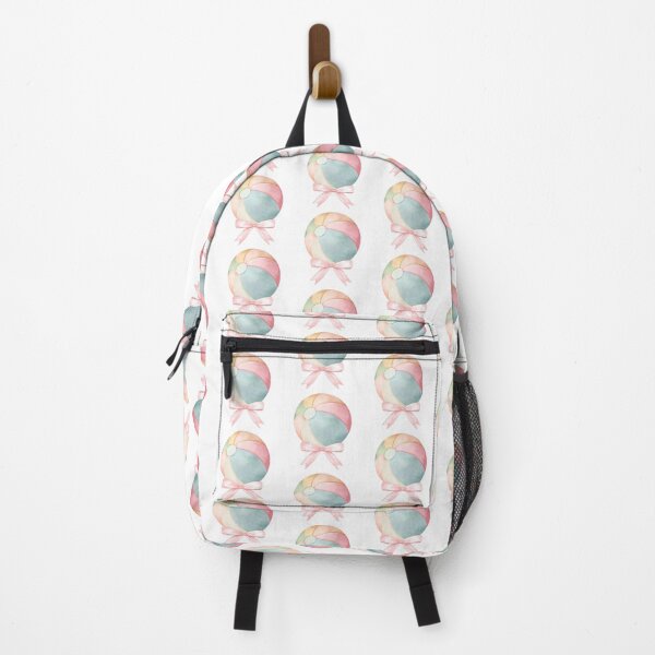 Item preview, Beach Ball with Pink Bow – Coquette Summer Watercolor Art designed and sold by DivinePassion.