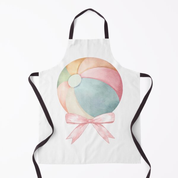Item preview, Beach Ball with Pink Bow – Coquette Summer Watercolor Art designed and sold by DivinePassion.