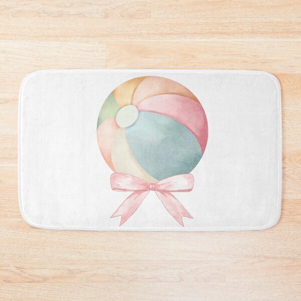 Item preview, Beach Ball with Pink Bow – Coquette Summer Watercolor Art designed and sold by DivinePassion.
