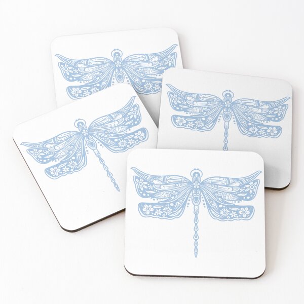 Item preview, Light Blue Floral Dragonfly Design on white designed and sold by Giulia  Palazzo.