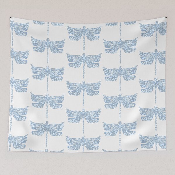 Item preview, Light Blue Floral Dragonfly Design on white designed and sold by Giulia  Palazzo.
