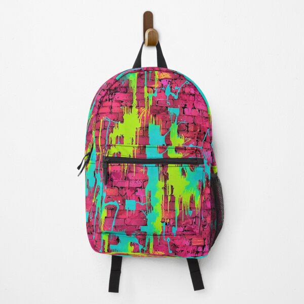Item preview, Dripping neon paint strokes on weathered brick, rebellious and digital tone designed and sold by CoolPixels.