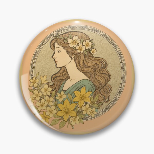 Item preview, Golden Lily Muse – Art Nouveau Floral Portrait designed and sold by John-NW-Shop.