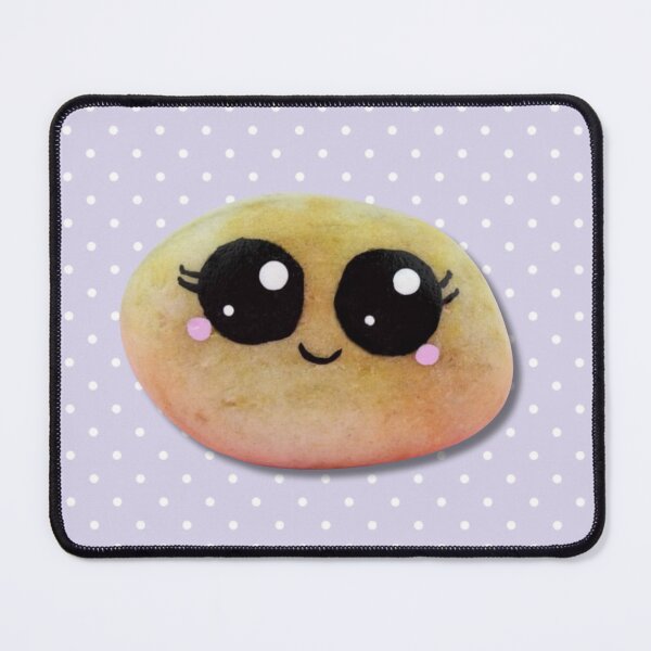 Item preview, Kawaii Pet Rock with Lavender and White Polka Dots designed and sold by MakersFolly.