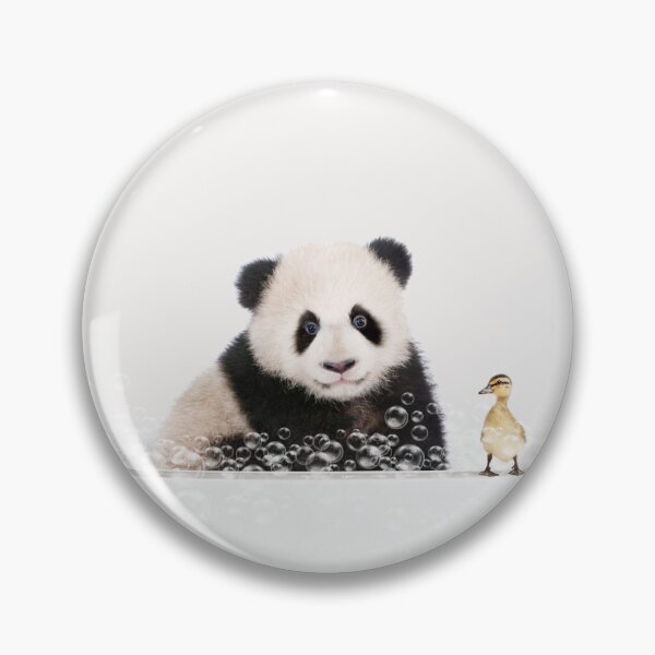 Item preview, Baby Panda in a Bathtub, Neutral Print, Baby Panda and Duckling Bathing, Animals in Bathtub Art by Synplus designed and sold by synplus.
