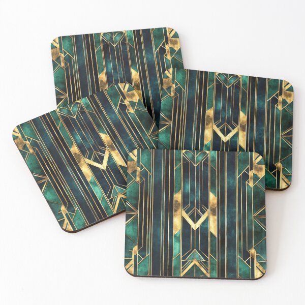 Item preview, Art Deco Elegance in Geometric Gold & Emerald designed and sold by bAIryBarn.