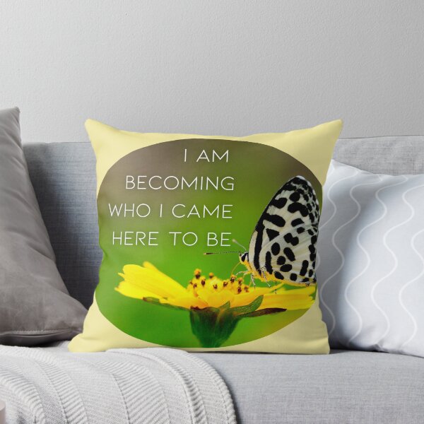 Item preview,  I Am Becoming Who I Came Here to Be – Butterfly on Yellow Flower Inspirational Quote designed and sold by LUV963.