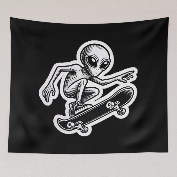 Item preview, Skateboarding Alien designed and sold by PinUpPizzazz.