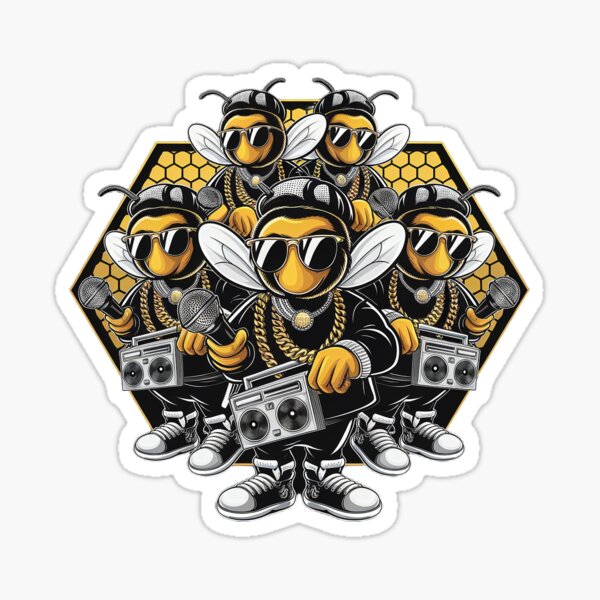 Item preview, Hip Hop Bees 90s Vector Illustration designed and sold by lubushop1.