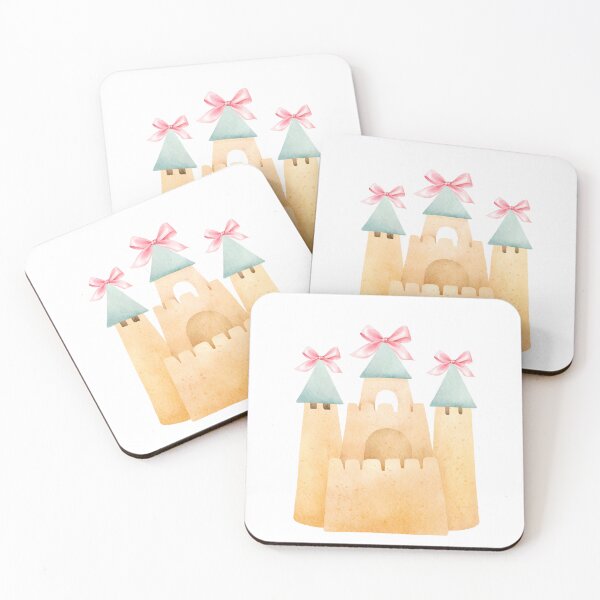 Item preview, Sandcastle with Pink Bow – Coquette Summer Beachcore Watercolor Art designed and sold by DivinePassion.
