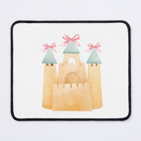Item preview, Sandcastle with Pink Bow – Coquette Summer Beachcore Watercolor Art designed and sold by DivinePassion.