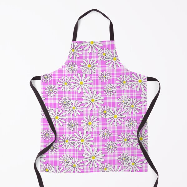 Item preview, White chamomile flowers on a pink checkered background designed and sold by fuzzyfox.