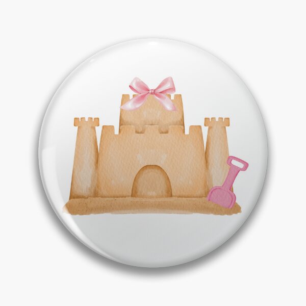 Item preview, Sandcastle with Pink Bow – Coquette Summer Beachcore Watercolor Art designed and sold by DivinePassion.
