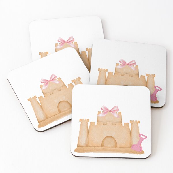 Item preview, Sandcastle with Pink Bow – Coquette Summer Beachcore Watercolor Art designed and sold by DivinePassion.