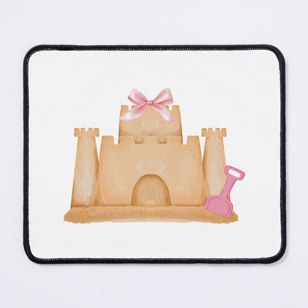 Item preview, Sandcastle with Pink Bow – Coquette Summer Beachcore Watercolor Art designed and sold by DivinePassion.