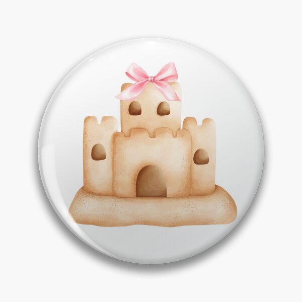 Item preview, Sandcastle with Pink Bow – Coquette Summer Beachcore Watercolor Art designed and sold by DivinePassion.