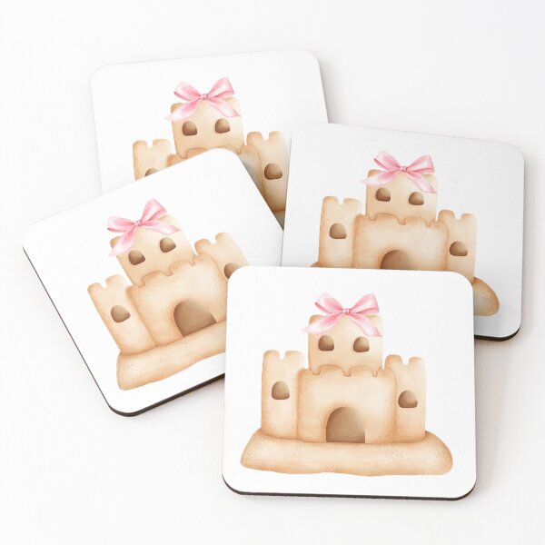 Item preview, Sandcastle with Pink Bow – Coquette Summer Beachcore Watercolor Art designed and sold by DivinePassion.