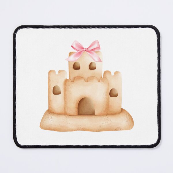 Item preview, Sandcastle with Pink Bow – Coquette Summer Beachcore Watercolor Art designed and sold by DivinePassion.