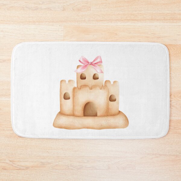 Item preview, Sandcastle with Pink Bow – Coquette Summer Beachcore Watercolor Art designed and sold by DivinePassion.