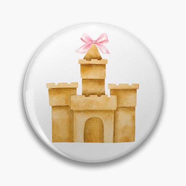 Item preview, Sandcastle with Pink Bow – Coquette Summer Beachcore Watercolor Art designed and sold by DivinePassion.