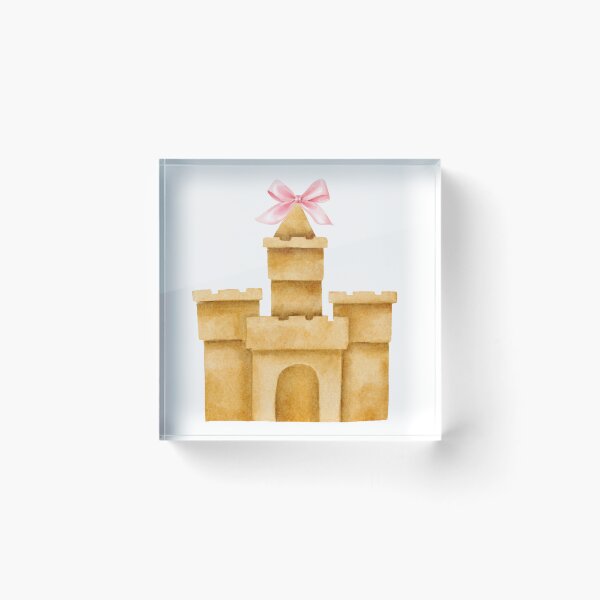 Item preview, Sandcastle with Pink Bow – Coquette Summer Beachcore Watercolor Art designed and sold by DivinePassion.