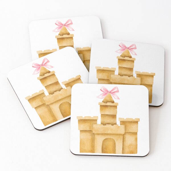 Item preview, Sandcastle with Pink Bow – Coquette Summer Beachcore Watercolor Art designed and sold by DivinePassion.