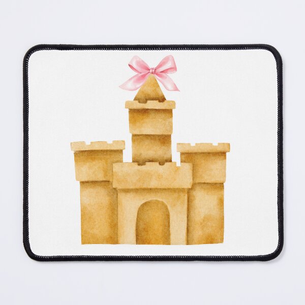 Item preview, Sandcastle with Pink Bow – Coquette Summer Beachcore Watercolor Art designed and sold by DivinePassion.