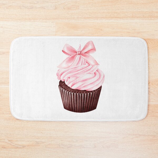 Item preview, Chocolate Cupcake with Pink Frosting and Bow – Coquette Sweet Treat Watercolor Art designed and sold by DivinePassion.