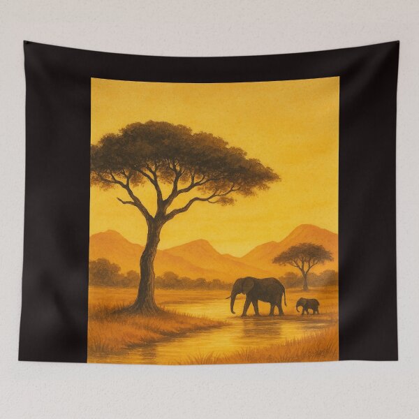 Item preview, Mana Pools Elephants Zambezi Sunset Zimbabwe designed and sold by Aryabek.