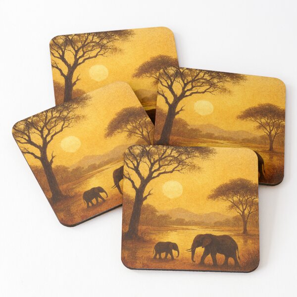 Item preview, Mana Pools Elephant Pair Zambezi Evening Glow designed and sold by Places On Earth.