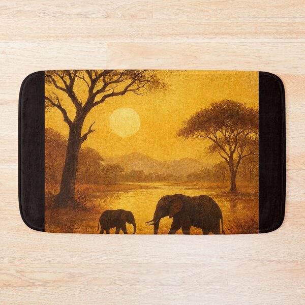 Item preview, Mana Pools Elephant Pair Zambezi Evening Glow designed and sold by Places On Earth.