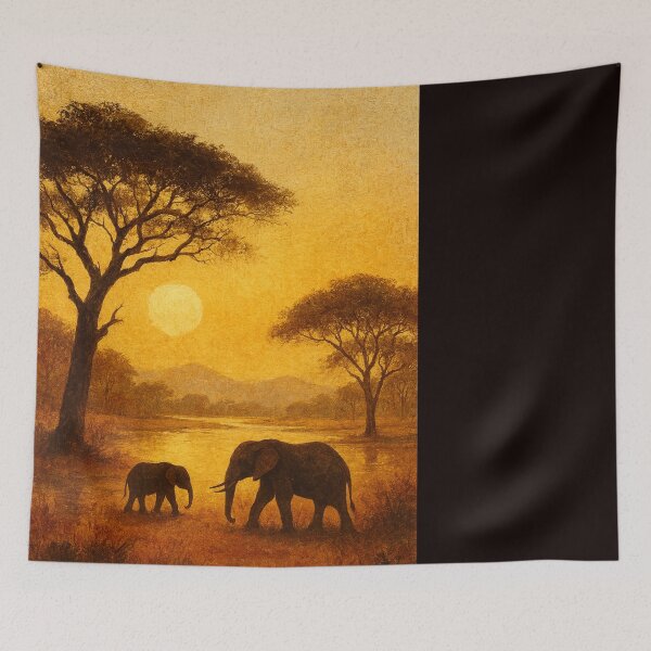 Item preview, Mana Pools Elephant Pair Zambezi Evening Glow designed and sold by Places On Earth.